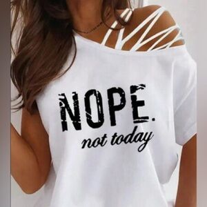 White Off the Shoulder Short Sleeve T-Shirt (NWOT)